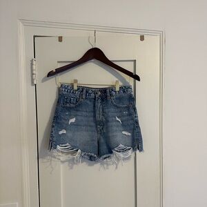 ZARA denim distressed shorts